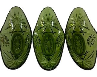803 - 3 Anchor Hocking Olive Green Celery Trays 3 x 9 x 5
