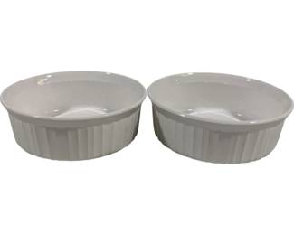 424 - 2 Corning Ware French White Casserole Dishes F-24-B - 6.5" round
