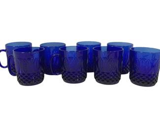 1606x - 8 Avon Sapphire Cobalt Blue Mugs 4"
