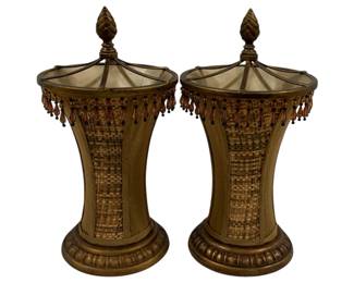 723 - Pair Torchere Lamps 16" used as-is electric/electronic/mechanical item - no guarantee all components, untested
