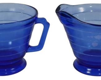3264 - Moderntone Blue Creamer and Sugar 3.5"
