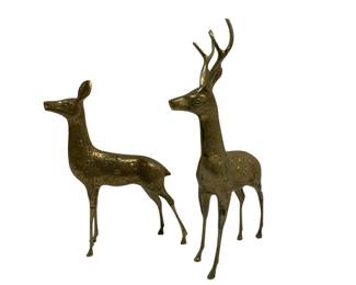 367 - Pair Brass Deer 16 x 10
