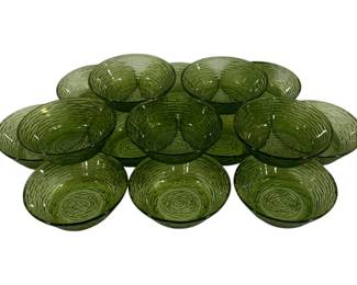 821 - 15 Anchor Hocking Green Soreno Bowls 6"

