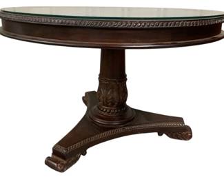 2345 - Chelsea House Acanthus Carved Table glass top 30 x 46
