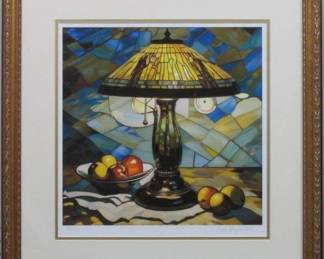 9047 - STAIN GLASS LAMP LIMITED EDITION GICLEE BY VINCENT VAN GOGH 22.5 X 23
