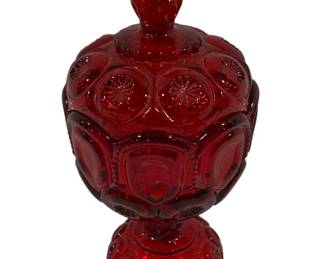 282 - LE Smith Moon & Star Red Covered Candy 8.5"
