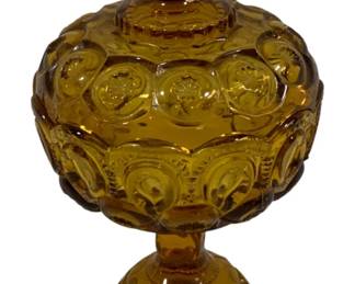 477 - LE Smith Moon & Stars Amber Compote Candy Dish 11" tall
