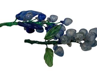 1631 - 2 Vintage Cobalt Blue Glass Grape Clusters 7"
