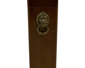 952 - Wood Matchstick Box w/ Lion Head 13 x 4 x 4
