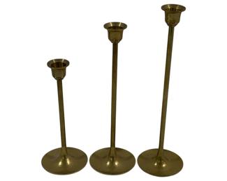 767 - 3 pc Set Brass Candlesticks 6.5", 8", 9"
