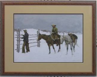 9136 - FALL OF THE COWBOY BY FREDRIC REMINGTON 28.5 X 22.5
