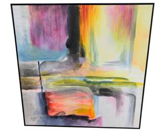 2430 - Abstract Canvas Art, as is w/ hole, 45 x 45
