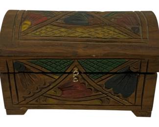 1382 - Painted & Carved Dome Top Box 6 x 9 x 6
