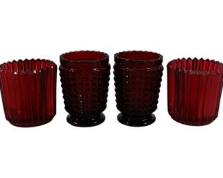 835 - 4 Red Votives 2.5" & 3"
