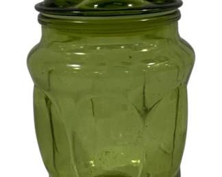 599 - LE Smith Bubble Avocado Canister Jar 8.5"
