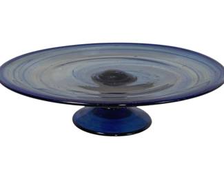 1610 - Vintage Cobalt Blue Pedestal Cake Stand 3 x 10.5
