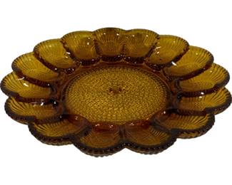 541 - Indiana Glass Amber Hobnail Egg Plate 11"

