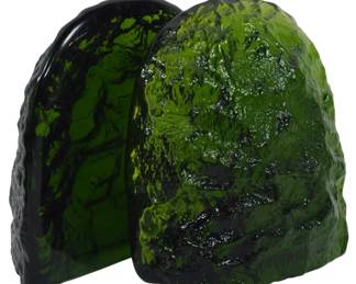 718x - Blenko Glacier Ice Green Bookends 6"
