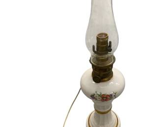 2127 - Electrified Oil Lamp 22" used, untested, as-is electric/electronic/mechanical item -no guarantee all components are present
