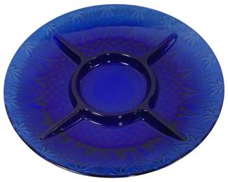 1605x - Avon Sapphire Cobalt Blue Relish Tray 10"
