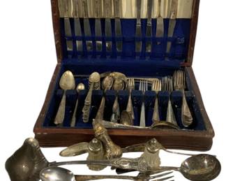 1350 - Group Assorted Silverplate Flatware w/ box
