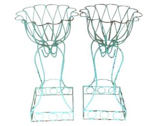 1593 - Pair Wire Metal Planters 32 x 16 x 16
