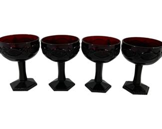 1402 - 4 Avon Ruby Red Cape Cod Champagnes 5.5"
