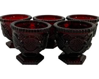1401 - 5 Avon Ruby Red Cape Cod Tumblers 3.5"
