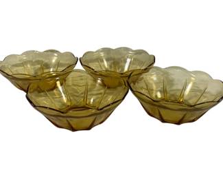865 - 4 Anchor Hocking Swedish Modern Bowls amber, 8"
