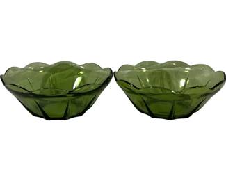 521 - Pair Anchor Hocking Green Salad Bowls 8" round
