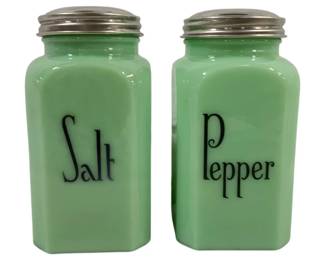 2222 - Jadeite Salt & Pepper Shakers 5 x 2.5 x 2.5
