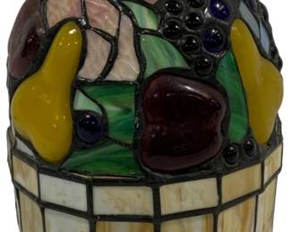721 - Stained Glass w/ Fruit Light 10 x 8 used as-is electric/electronic/mechanical item - no guarantee all components, untested
