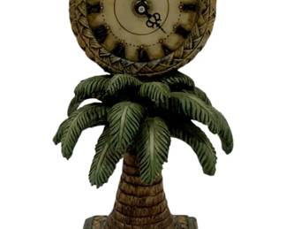 1057 - Palm Tree Clock 8.5" used as-is electric/electronic/mechanical item - no guarantee all components, untested
