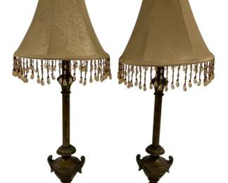 227 - Pair Buffet Lamps 28" used as-is electric/electronic/mechanical item - no guarantee all components, untested
