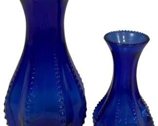1645 - 2 Cobalt Blue Vases 5" & 7"
