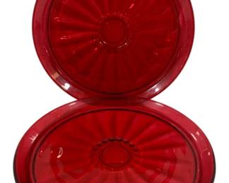 841 - Pair Ruby Red 13" Platters
