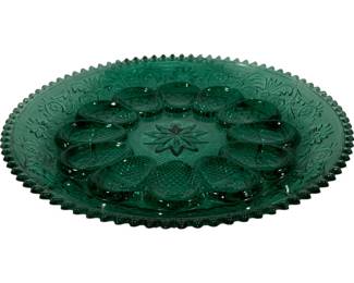 523 - Spruce Green Tiara Deviled Egg Platter 12"
