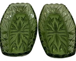 691 - 2 Hazel Atlas Press Cut Avocado Trays 5 x 9
