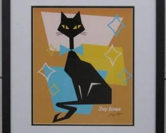 9011 - PRISSY CAT ORANGE SIGNED GICLEE BY IVY LOWE 22 X 25.5
