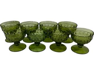 542 - 8 Whitehall Avocado Green Sherbets 3.5"
