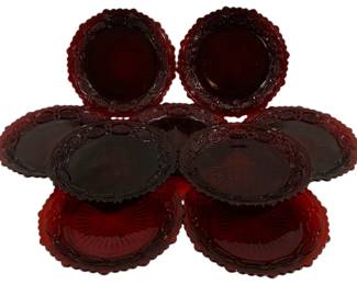 1413 - 9 Avon Ruby Red Cape Cod 7" Plates
