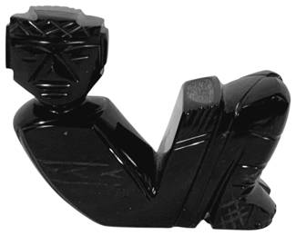1661 - Vintage Polished Black Stone Chacmool Figure 4 x 5 x 1.5

