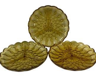 894 - 3 Anchor Hocking Amber 3 Part Relishes
