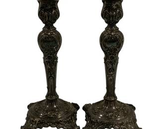 316 - Pair Metal Candleholders 9"
