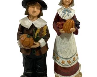 273 - Pair Carved Wood Pilgrim Figures 16"
