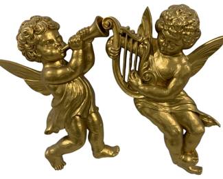 951 - Pair Cherub Wall Hangings 15" tall

