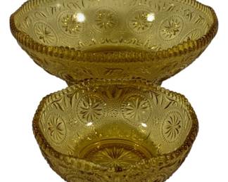 532 - Brockway Glass Amber Chip & Dip Bowls 5" & 9"
