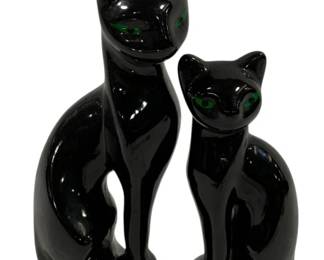 232 - Pair Mid-Century Cat Statues 9" & 11"
