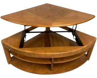 2036 - Vintage Wedge Coffee Table w/ Lift Top 19 x 53 x 38, on rollers
