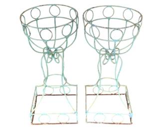 1584 - Pair Wire Metal Planters 22 x 12

